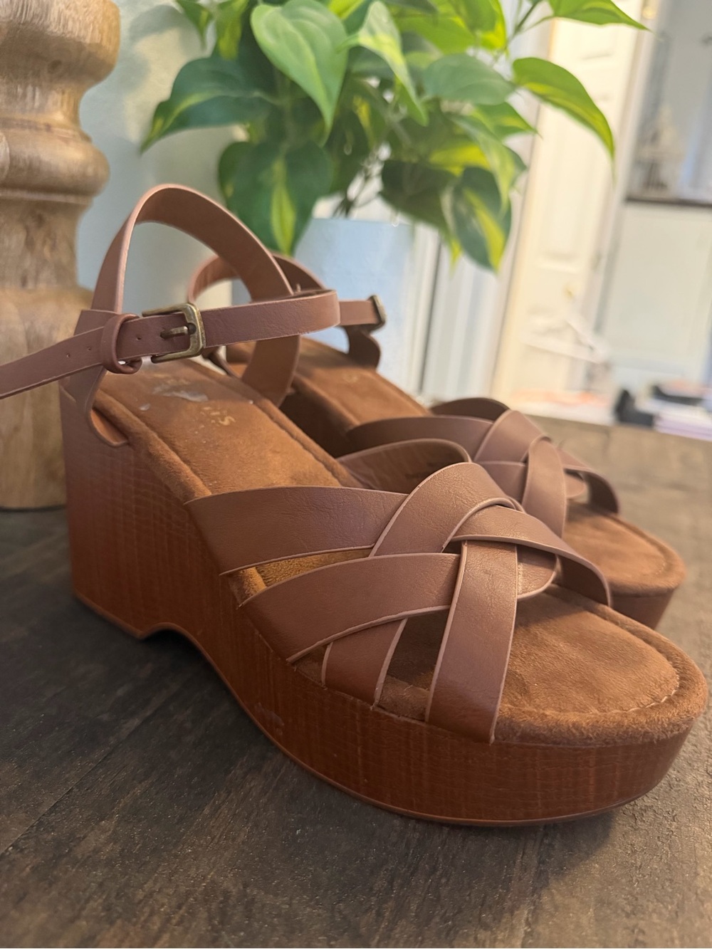 Brown Women's Platform Sandals - cliffs by white mountain